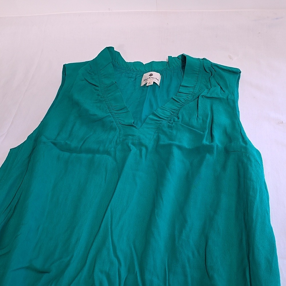 Betseys Boutique Shop Dress Womens XL Teal Sleeveless V-Neck Ruffle Summer Boho